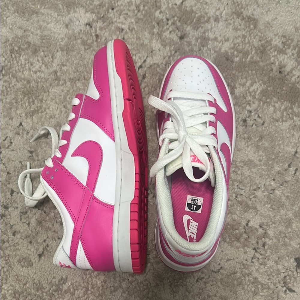Brand New Nike Pink and White Dunk Court Borough Sneakers